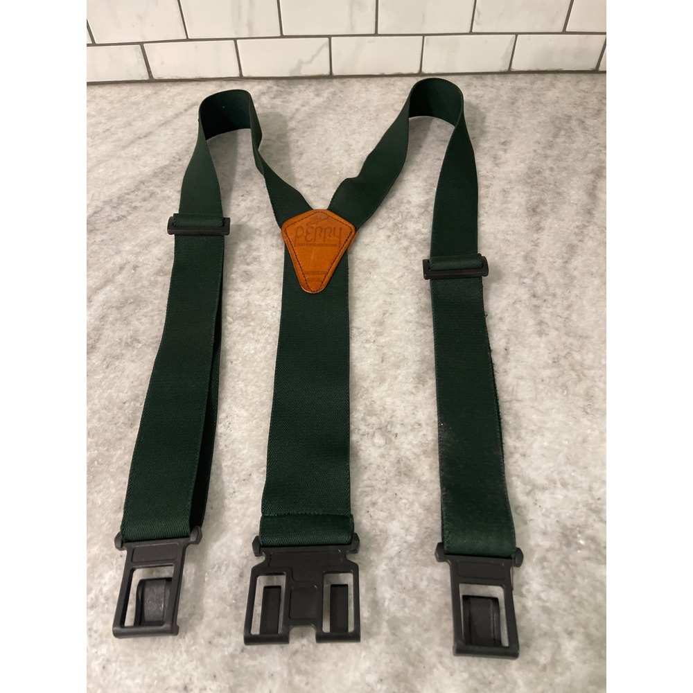 Perry Suspenders Men OS Green Belt Hook Y-Back Adjustable Braces Made in USA